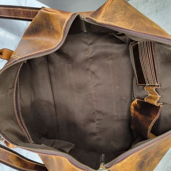 Rustic Town Brown Leather Duffel Bag - Picture 12 of 16
